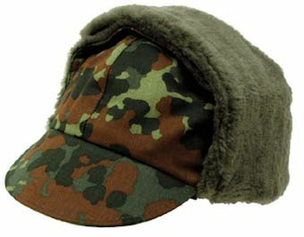 German Army Flecktarn Camo Winter Cap,Euro Size 60-U.S.7 1/2,non-issued 1997 NOS 