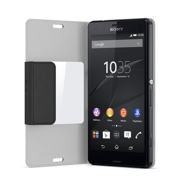 Utilfreds Årligt husdyr Original Sony Xperia Z3 Compact Style Cover Window Case SCR26 - Sort |  MOBILCOVERS.DK