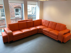 Orange Leather Reception Corner Sofa