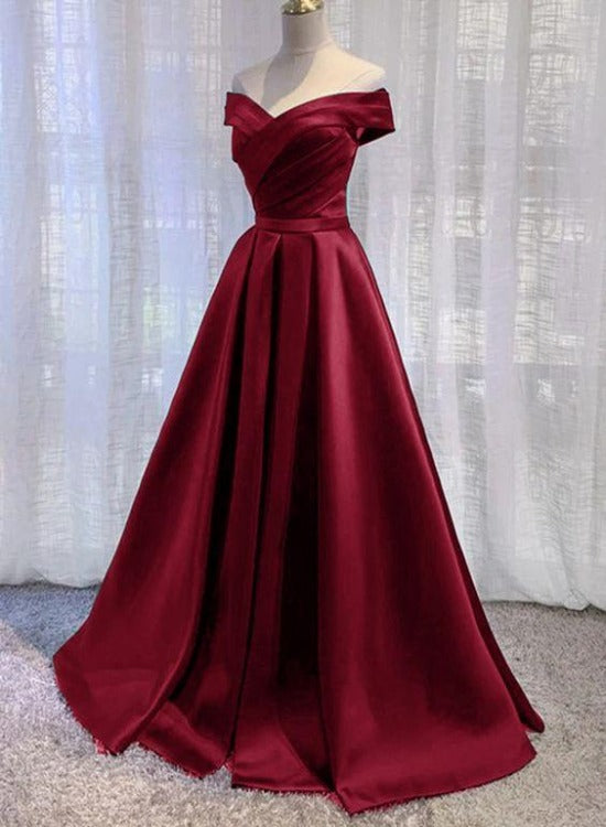 dark red floor length dress