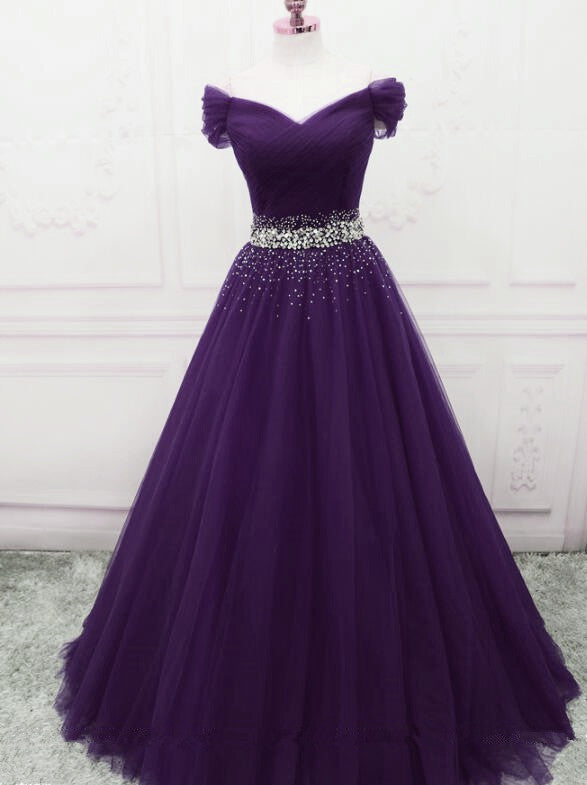 Dark Purple New Style Long Prom Dresses 