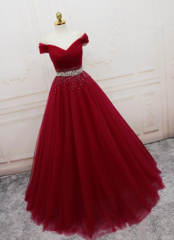 wine red party dress