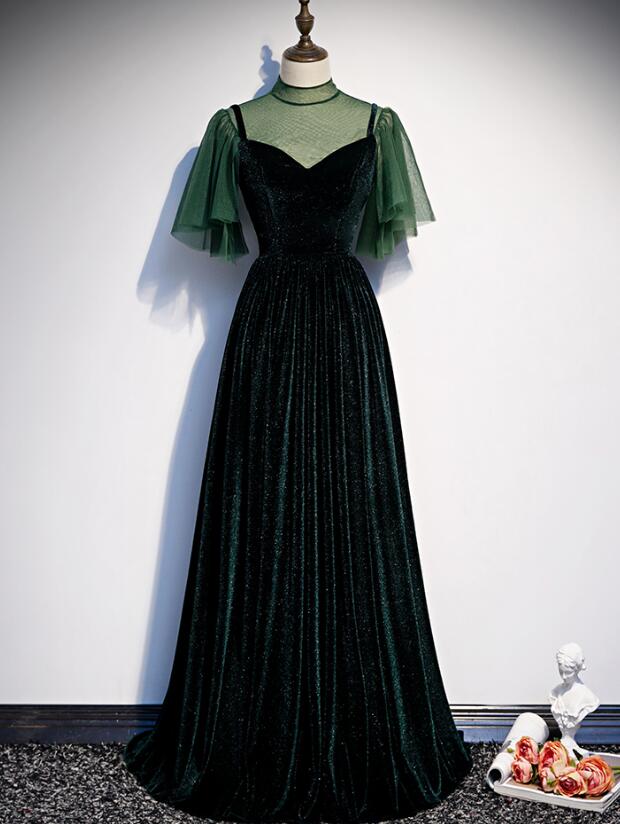 dark green velvet dress