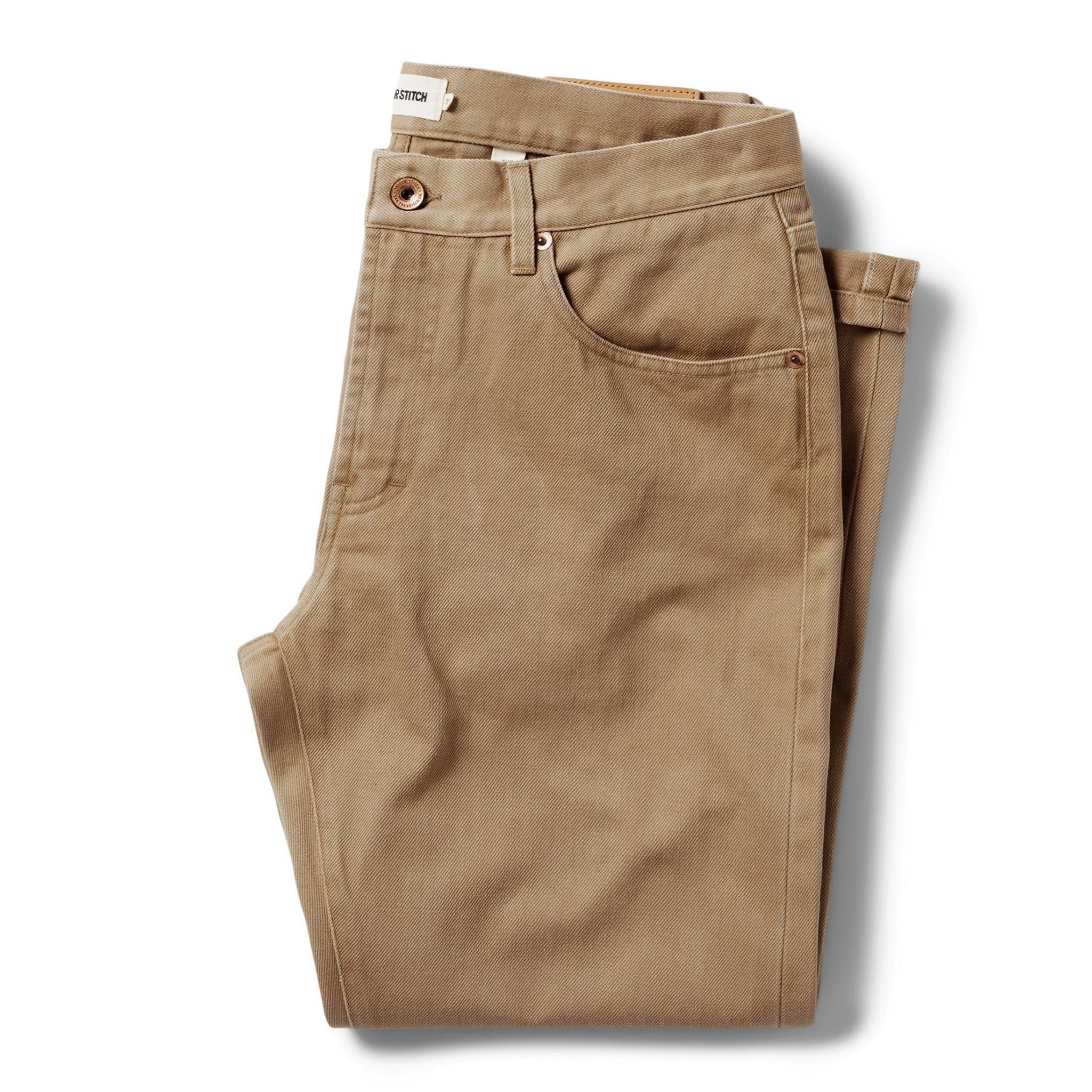 The Slim All Day Pant in Washed Tobacco Selvage | The Denim Shop