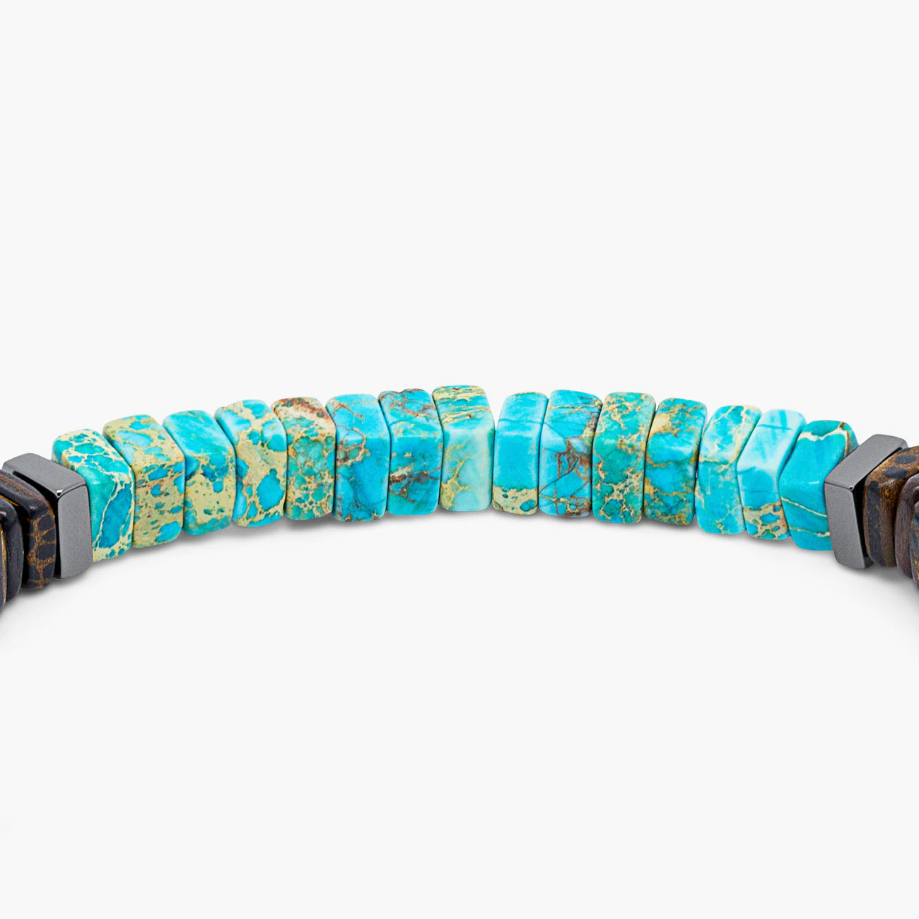 Bracelet Legno en jaspe impression, palmier et bois d'ébène avec argent sterling plaqué or rose