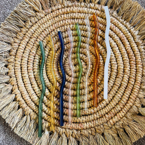 Wavy Reusable Glass Straws