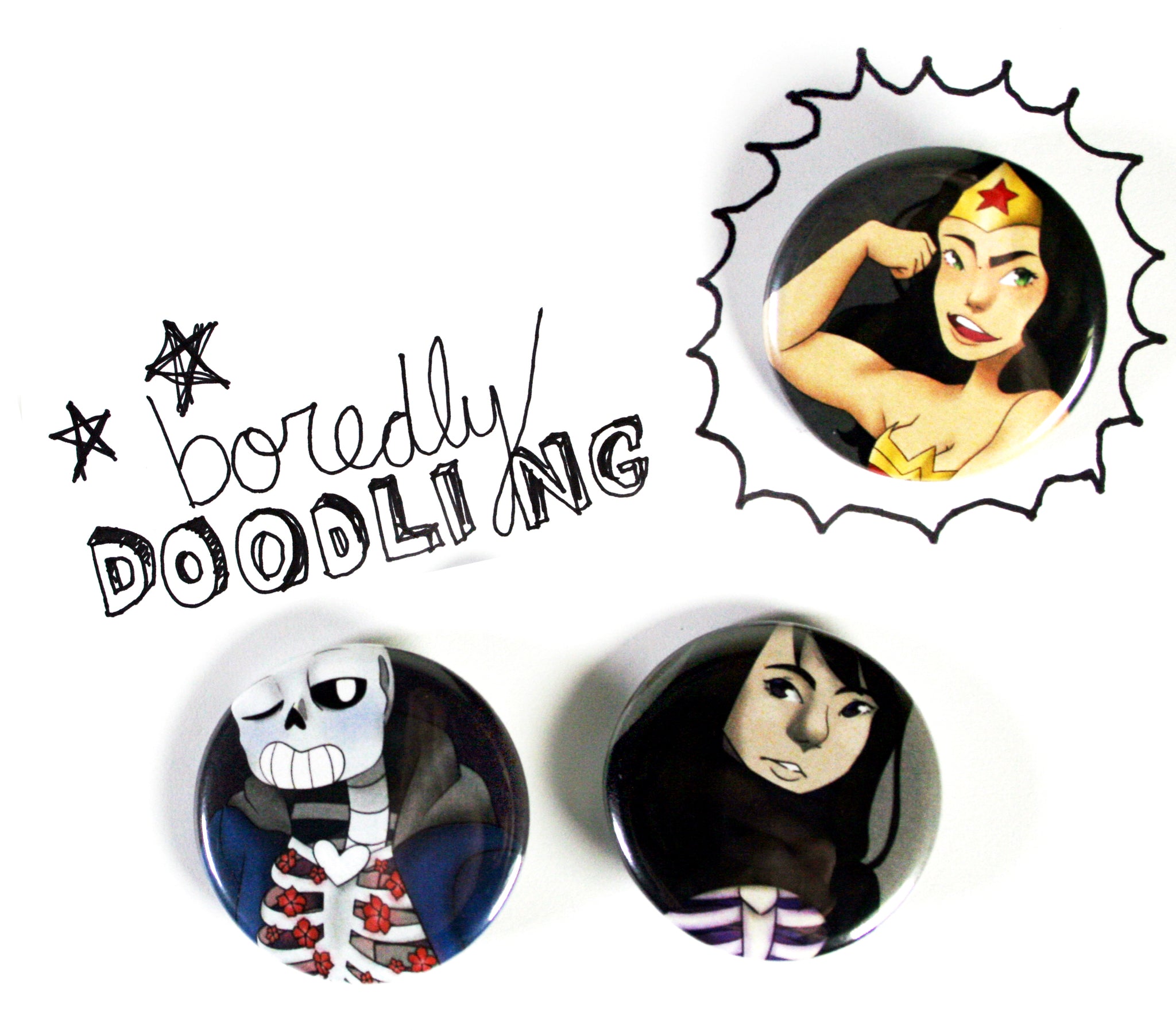 Comic-Illustration-Buttons-for-Calgary-Comic-Expo