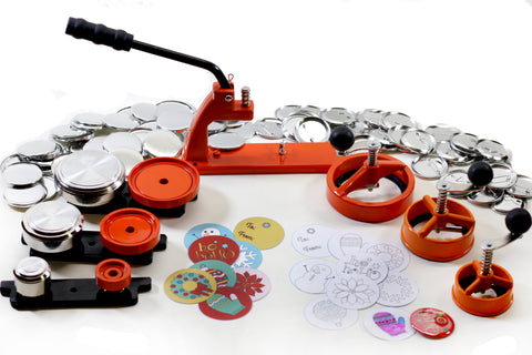 The FLEX1000 Holiday themed hobby button maker kit comes with 3 sizes of button making dies and parts/supplies as well as pre-cut art. inexpensive gift ideas!