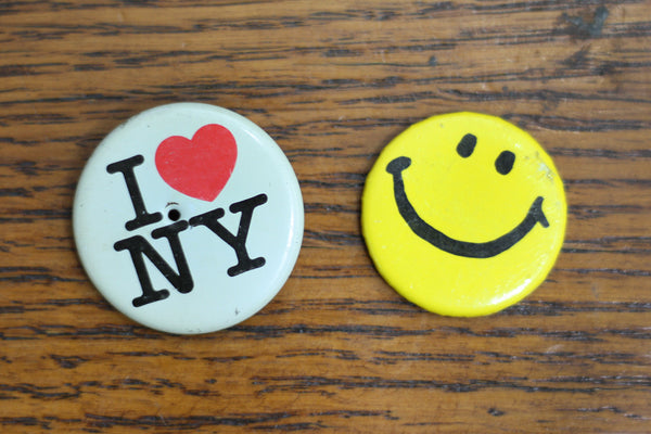 I Love New York Button, Smiley Face Button, Retro Pinback Buttons, The History of Buttons