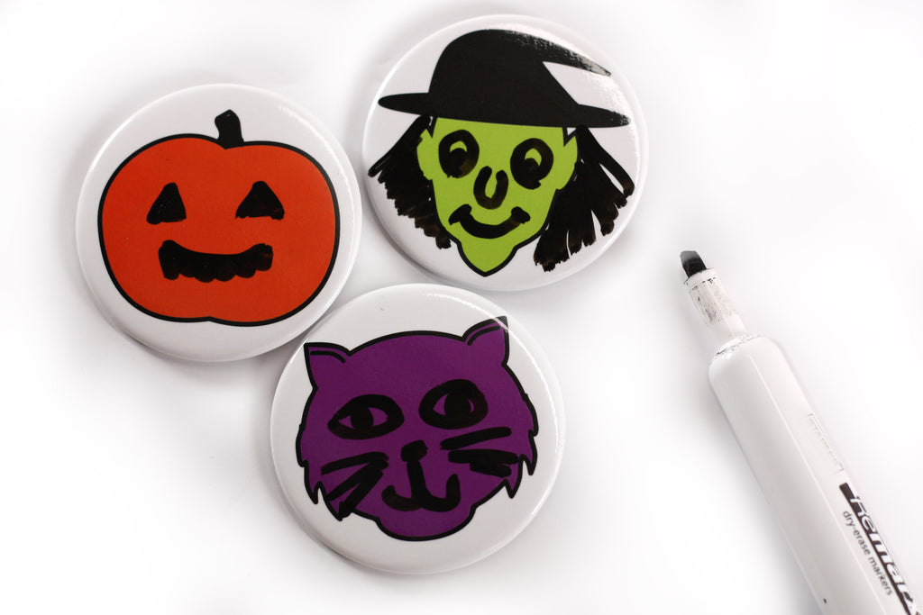 Spooky Face Dry Erase Buttons