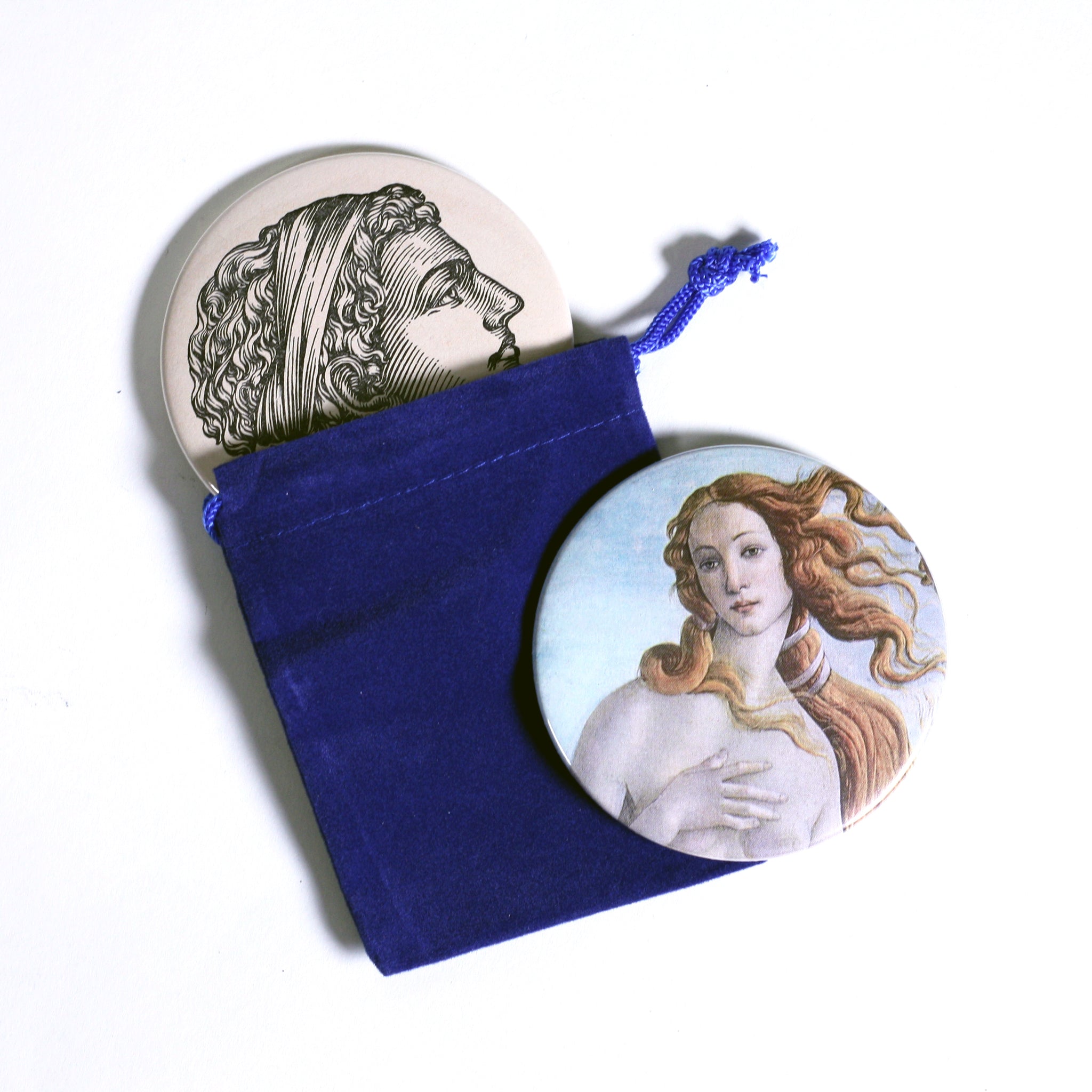Upcycled Vintage Book Button Pocket Mirror Birth of Venus