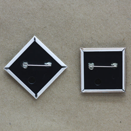 Square Pin-back Button, Diamond Pin-back Button