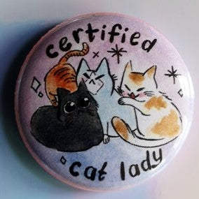 cute cat lady button