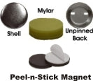 peel n' stick magnets for button making