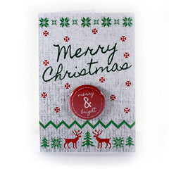 Merry Christmas Sweater, Holiday Button Greeting Cards, Button Cards by People Power Press, 