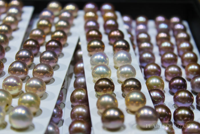close up of assorted pearls