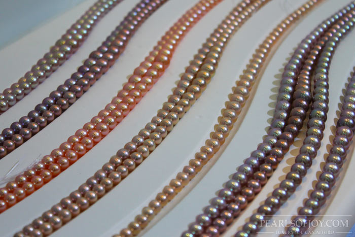 strands of metallic pearls