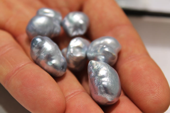 a handful of stunning blue South Sea pearls