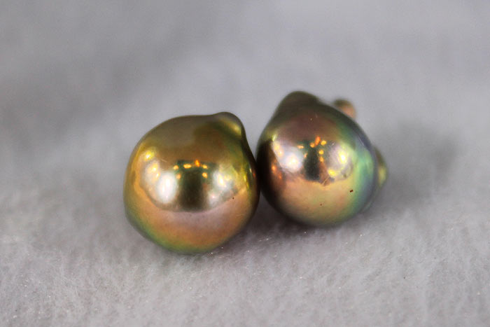 a pair of freshwater fireball pearls