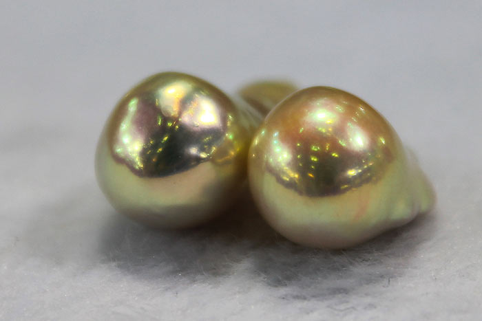 two bead-nucleated pearl on close up