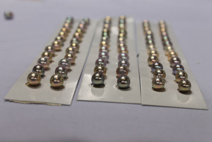 three row of matched pearl drops