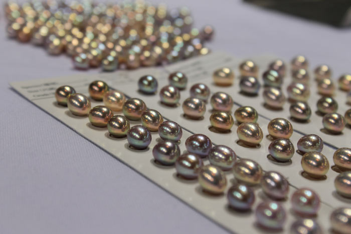 pairs of metallic pearls in different colors