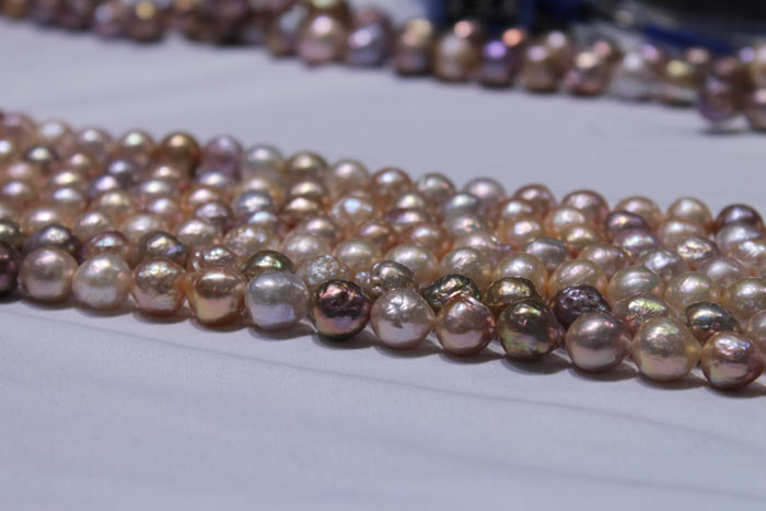 pearls ranging from peach to multicolored
