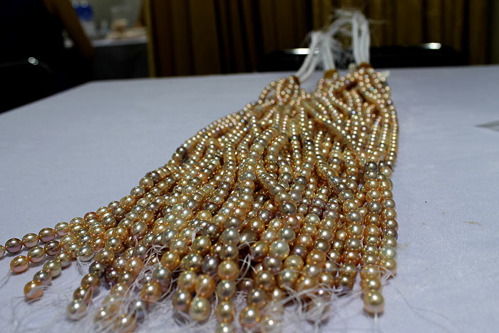 strands of metallic pearls from Heng Mei