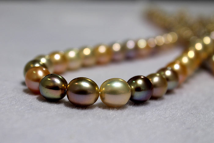 a strand of beautiful metallic pearl drops