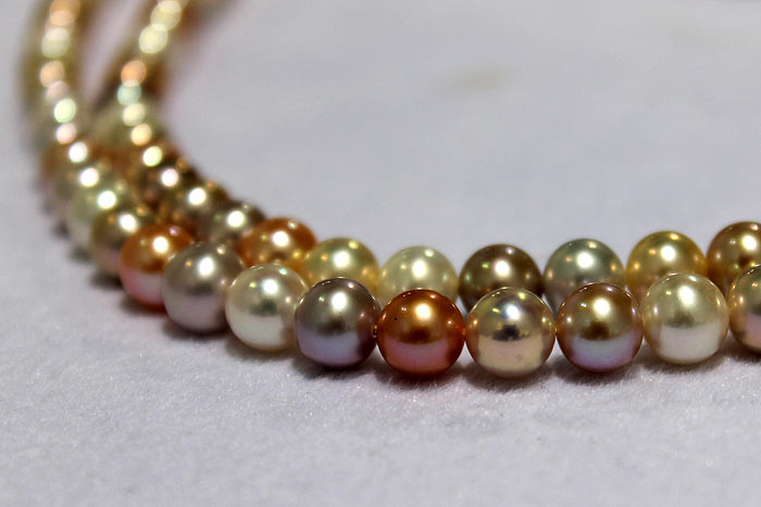 round pearls with metallic luster