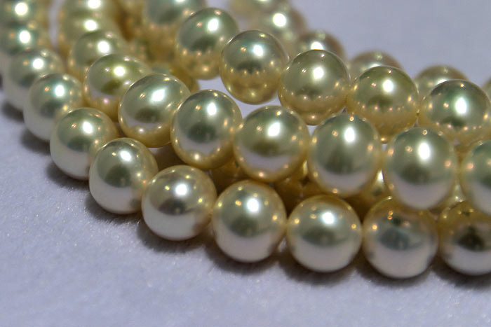 close up of the white pearls' beautiful luster