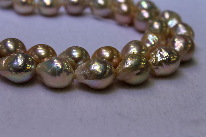 rows of freshwater ripple pearls