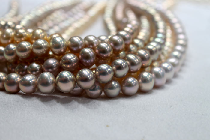 freshwater pearl strands with metallic luster