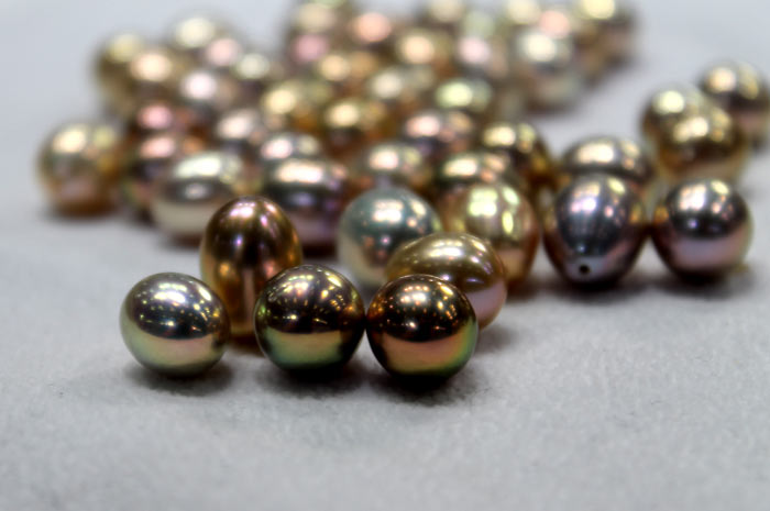 rare colored pearls with metallic luster