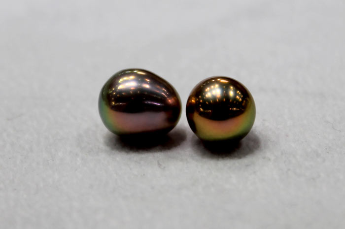 a pair of rare metallic drop pearls