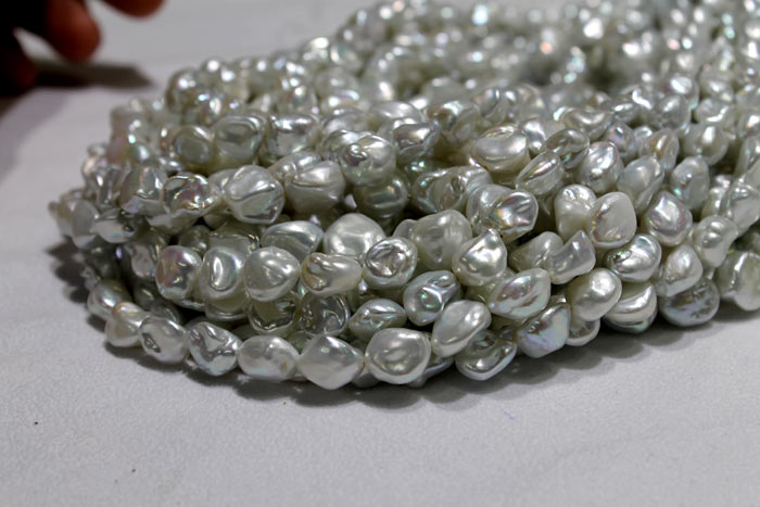 silver Keshi pearl strands