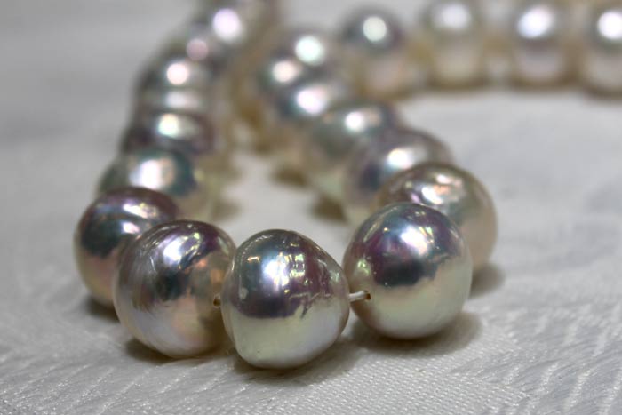 close up of white pearl ripples