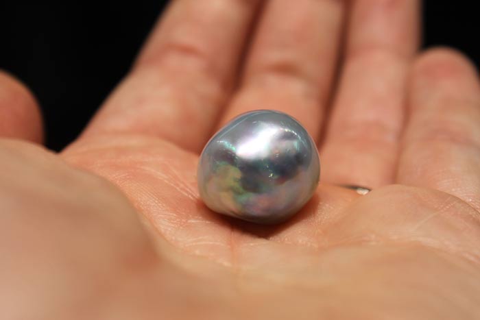 a natural blue/silver south sea pearl