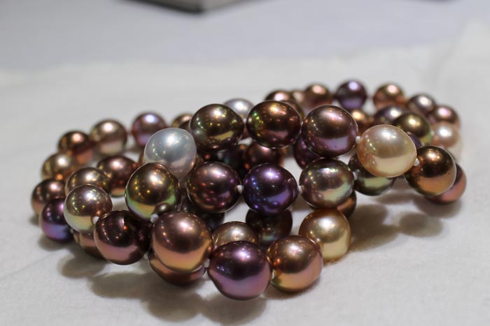 deep rich colors of natural color freshwater pearls