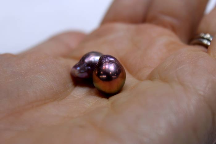 metallic drop pearls