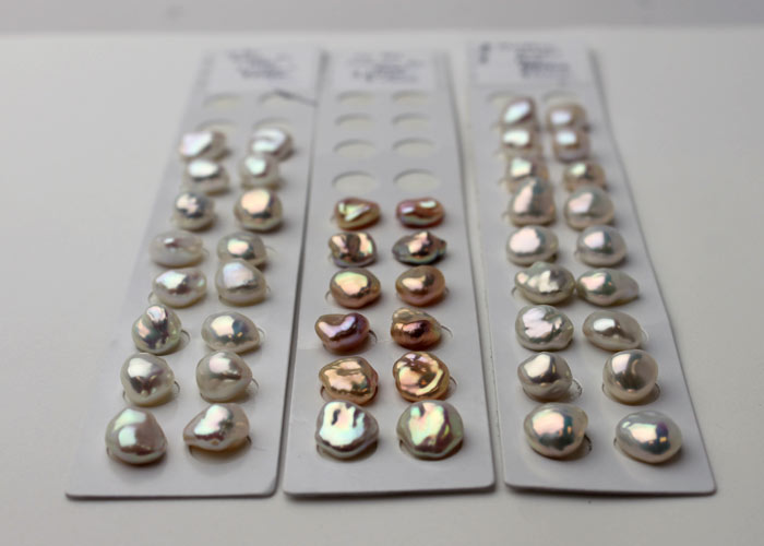 pairs of Keshi pearls in different colors