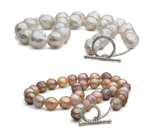 ripple pearl necklaces with toggle clasps