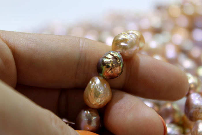 freshwater ripple pearls with metallic luster