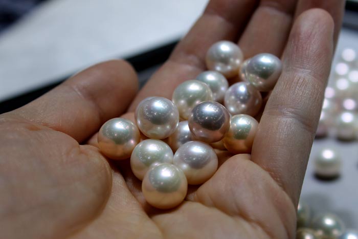 handful of metallic pearls