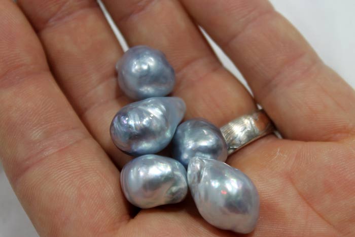 a handful of blue south sea pearls