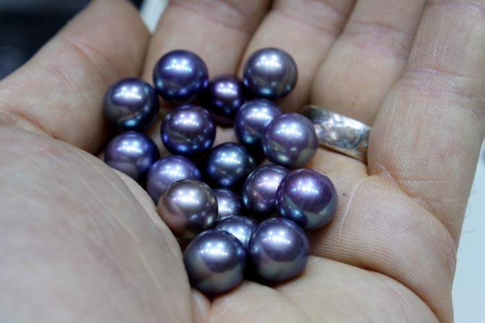 handful of beautiful purple freshwater pearls