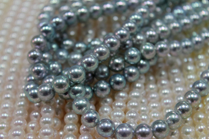 Akoya pearls with intense blue coloring