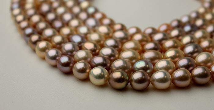 large drops of rare colored pearls