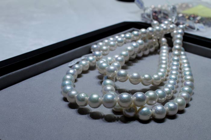 large white metallic pearls