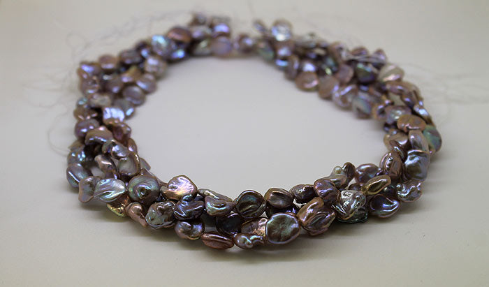 strands of beautiful lavender Keshi pearls